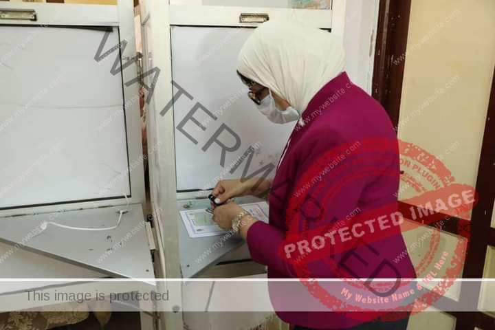 هالة زايد أثناء الإدلاء بصوتها في انتخابات مجلس الشيوخ
