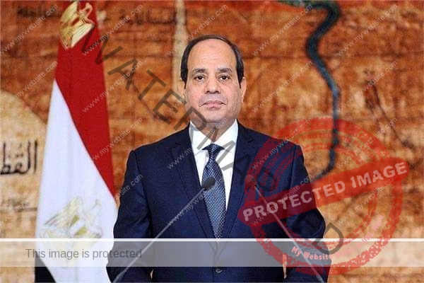 الرئيس السيسي ووزير الداخلية يقفان أثناء تحية العلم المصري