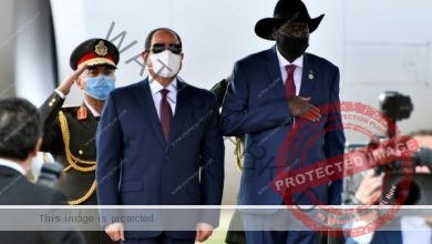 الرئيس " السيسى " يصل مدينة جوبا بجنوب السودان