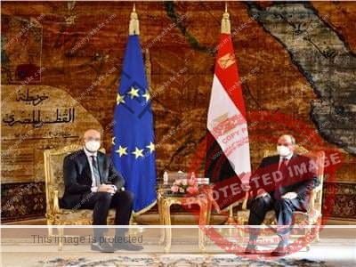 السيسي يستقبل رئيس المجلس الأوروبي والوفد بقصر الاتحادية