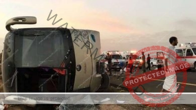 انقلاب حافلة تقل مصريين معتمرين مما نتج عنه عدد من الوفيات والاصابات