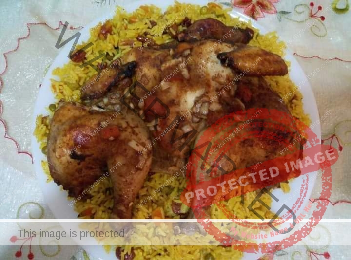 الدجاج المشوى مع الأرز ... مقدم من الشيف : مشيرة فاروق