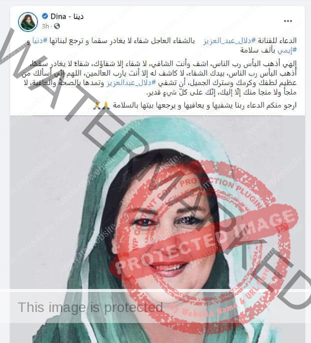 دينا تطلب من متابعيها الدعاء للنجمة دلال عبد العزيز 