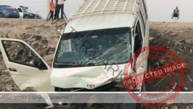 حادث تصادم سيارتين ميكروباص وإصابة 6 أشخاص بـ طريق القاهرة الإسكندرية الزراعى
