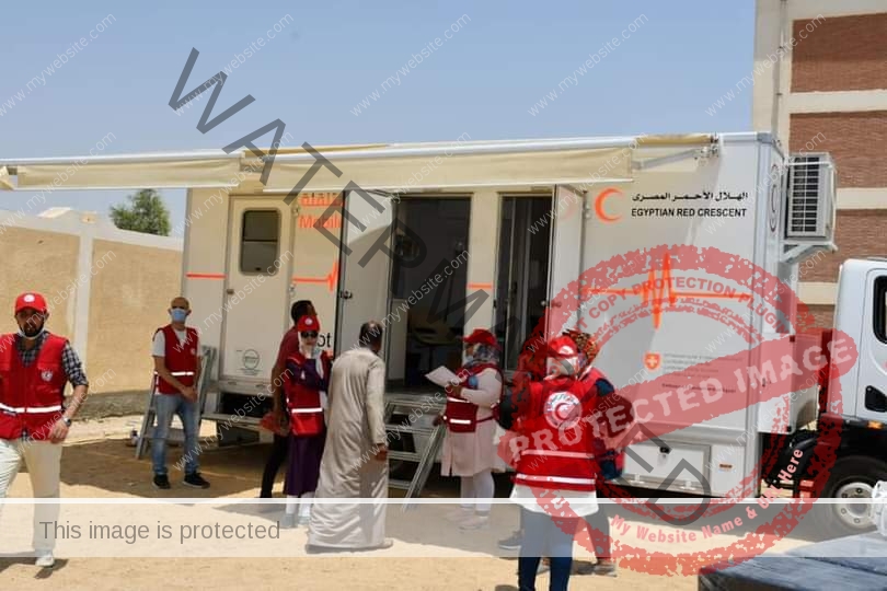 الأنصاري يتفقد أعمال القافلة الطبية للهلال الأحمر المصري بقرية سيدنا الخضر