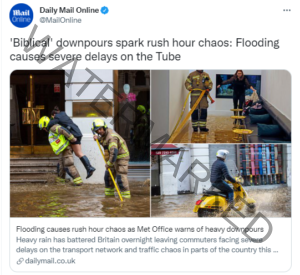مياه الفيضانات تغرق شوارع لندن وتتسبب فى فوضى بحركة المواطنين والمرور