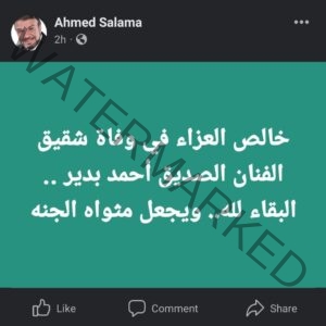 أحمد سلامة... ينعى وفاة شقيق أحمد بدير