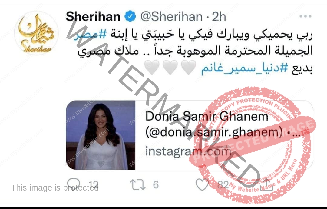 دنيا سمير غانم ترد على رسالة شيريهان "مثال الإجتهاد والموهبة"
