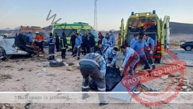 عاجل.. إرتفاع عدد ضحايا حادث تصادم أتوبيس وميكروباص على الطريق الدولي بجنوب سيناء إلى 34 شخصًا