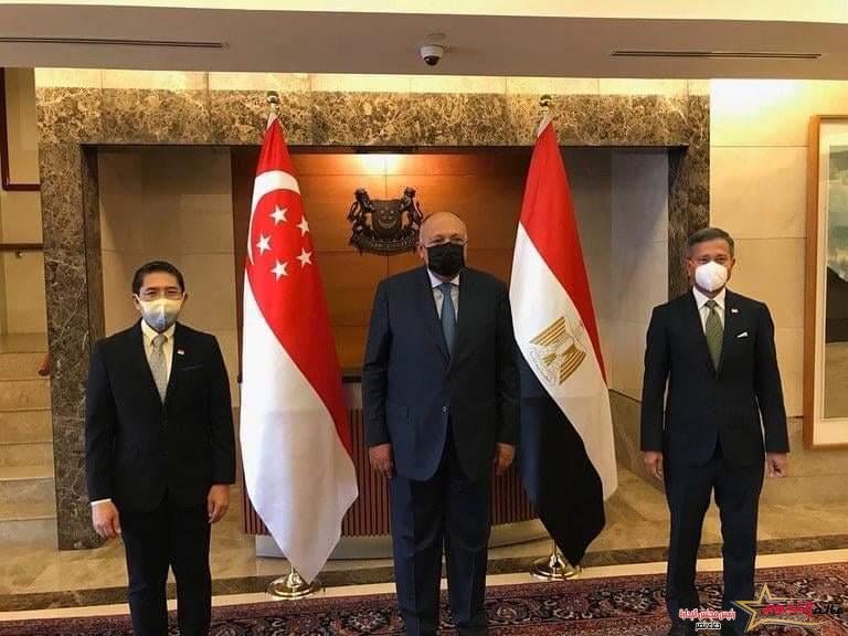 سامح شكري يبحث سبل تطوير العلاقات بين مصر وسنغافورة أثناء لقاء مع نظيره السنغافوري
