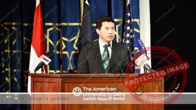 صبحي يشهد مؤتمر الإعلان عن تفاصيل استضافة مصر لبطولة كأس العالم للخماسي الحديث بالجامعة الأمريكية