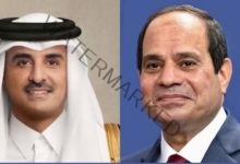 السيسي يستقبل سمو الأمير تميم بن حمد آل ثاني بمطار القاهرة 