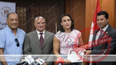 وزير الرياضة يُكرم سمر حمزه ويحيي قنديل ومحمد طارق الرشيدي
