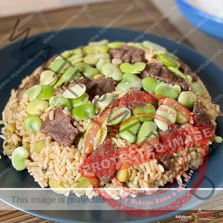 أرز بالفول واللحم (الكزبرية ) ... مقدم من: مطبخ عالم النجوم