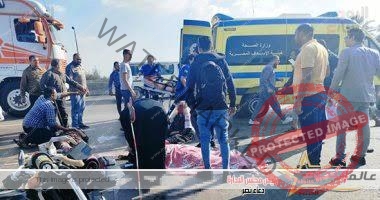 مصرع شخص صدمته سيارة ميكروباص بطريق مصر أسيوط الزراعي