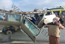 عاجل … مصرع 3 أشخاص فى حادث تصادم سيارتين نقل على طريق بنى سويف