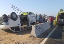 عاجل.. إنقلاب سيارة و إصابة 12 شابًا في حادث على طريق قنا الصحراوي