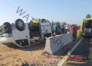 عاجل.. إنقلاب سيارة و إصابة 12 شابًا في حادث على طريق قنا الصحراوي