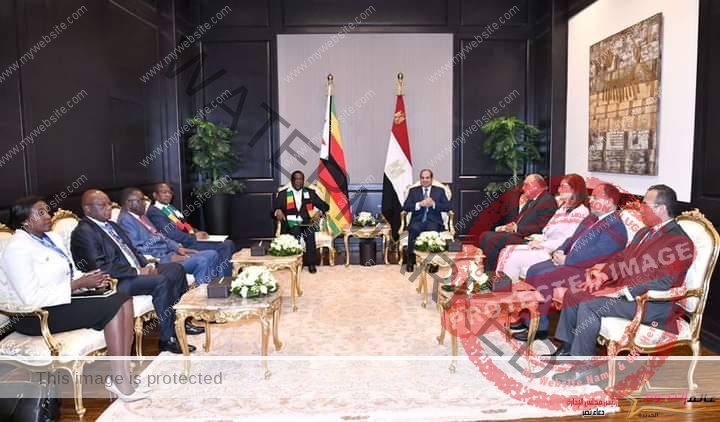 السيسي يلتقي الرئيس إيمرسون منانجاجوا رئيس جمهورية زيمبابوي