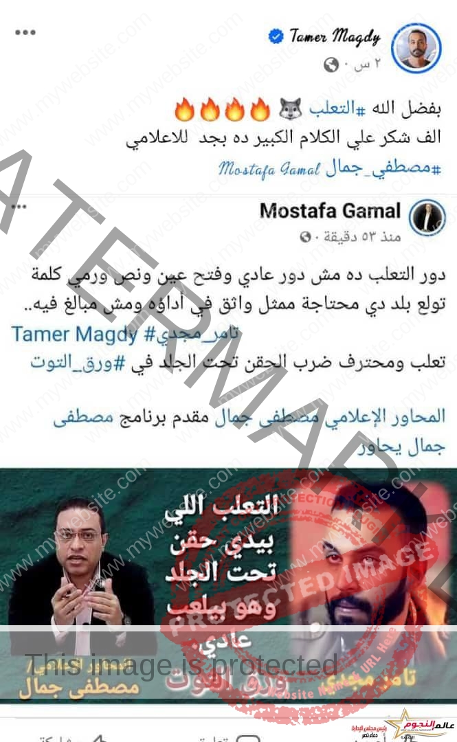 تامر مجدي يُعيد نشر اعجاب مصطفى جمال ووصفه بـ "التعلب"