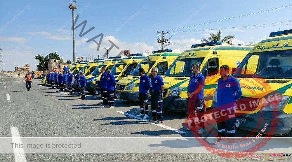 وصول 11 سيارة إسعاف مجهزة من الهلال الأحمر الليبي إلى العريش