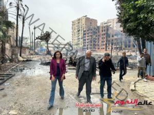 وزيرة الثقافة تتوجه إلى موقع حريق "الحارة الشعبية" بستوديو الأهرام