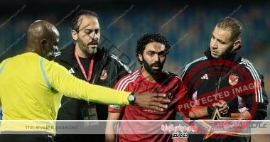 إصابة حسين الشحات بشرخ في عظمة الوجه … ويرتدي واقي بعد عودته