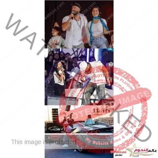 تامر حسنى على المسرح بسيارة ومعه أولاده في "مهرجان تامر حسني للمدراس"