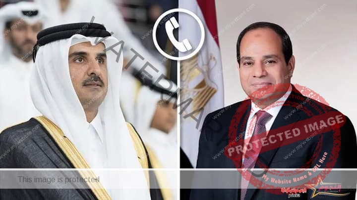 السيسي يتلقي اتصالاً هاتفياً من الشيخ تميم بن حمد آل ثاني أمير دولة قطر