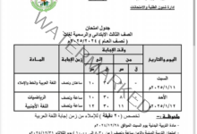 عاجل..جدول امتحانات نصف العام 2025 جميع المحافظات 