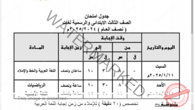 عاجل..جدول امتحانات نصف العام 2025 جميع المحافظات 