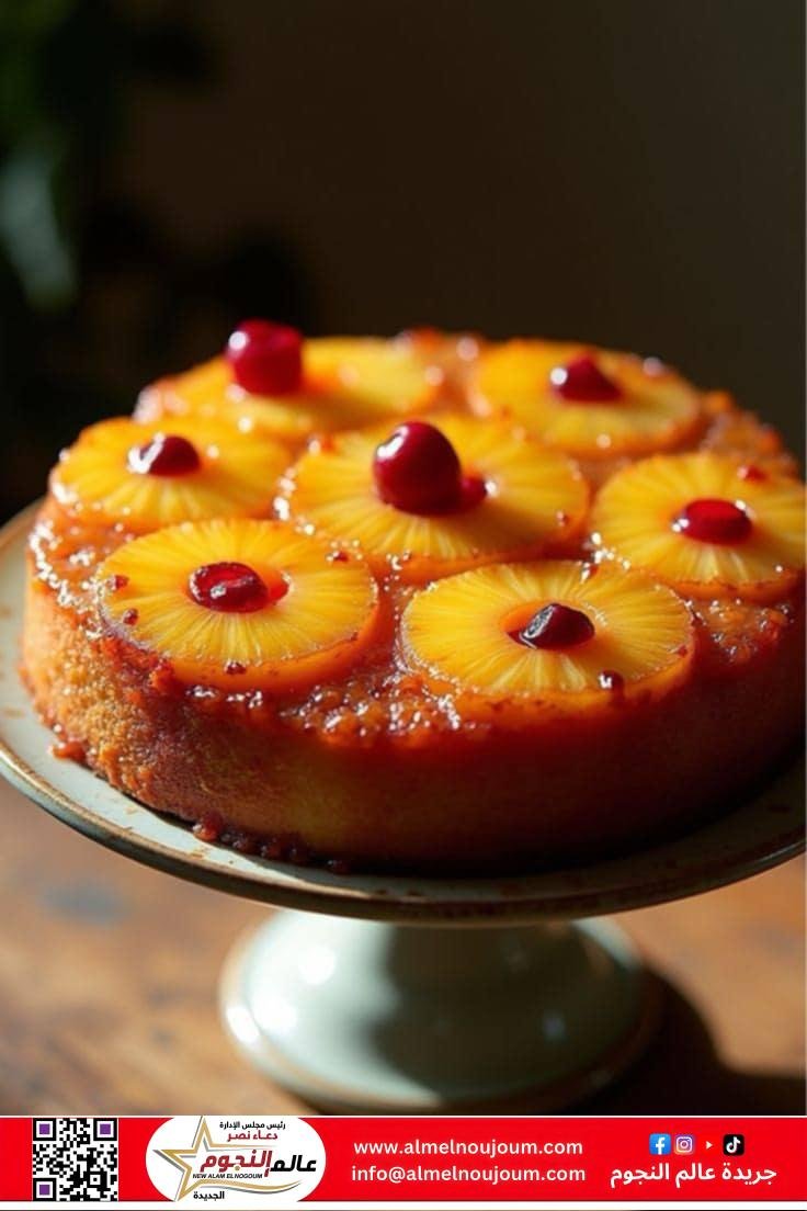 كيكة الأناناس المقلوبة.. نكهة استوائية بطابع منزلي فاخر