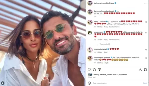 كريم محمود عبد العزيز يرد على شائعة انفصاله بصورة ورسالة حب لزوجته