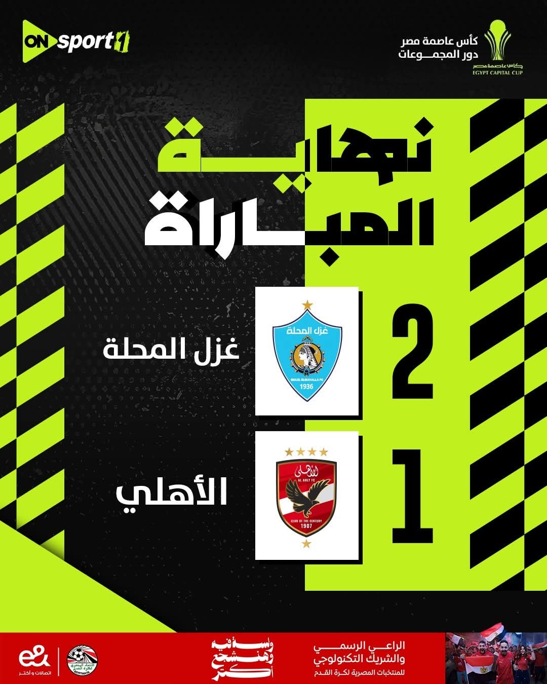 غزل المحلة يبدع ويفوز على الأهلي في كأس العاصمة