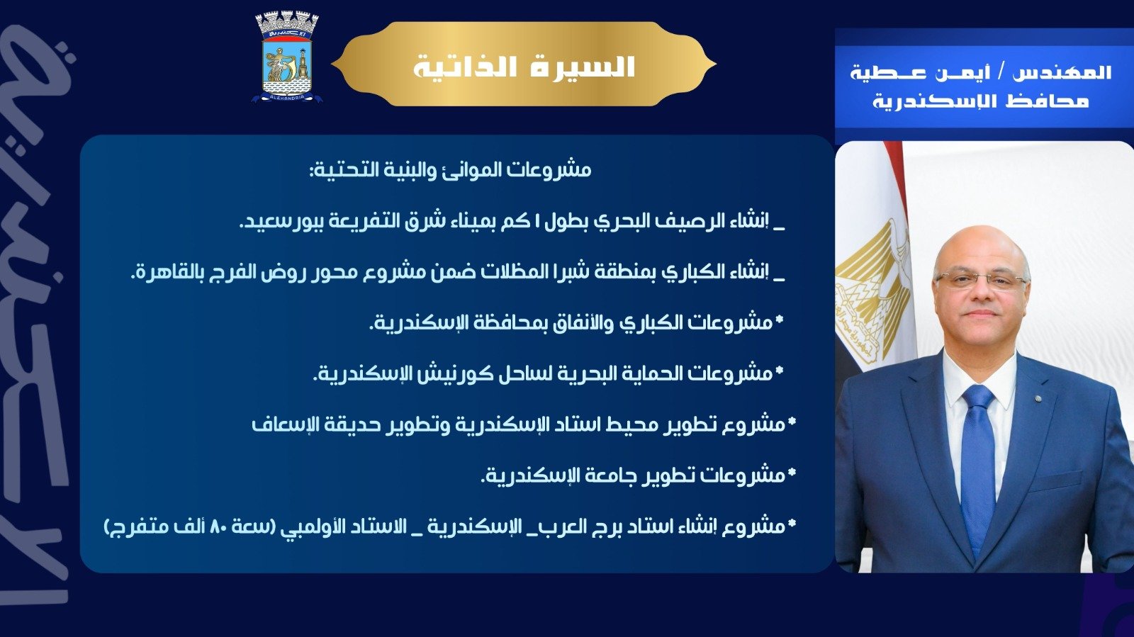 أيمن عطية.. محافظ الإسكندرية برؤية هندسية عالمية وخبرة ممتدة في المشروعات القومية