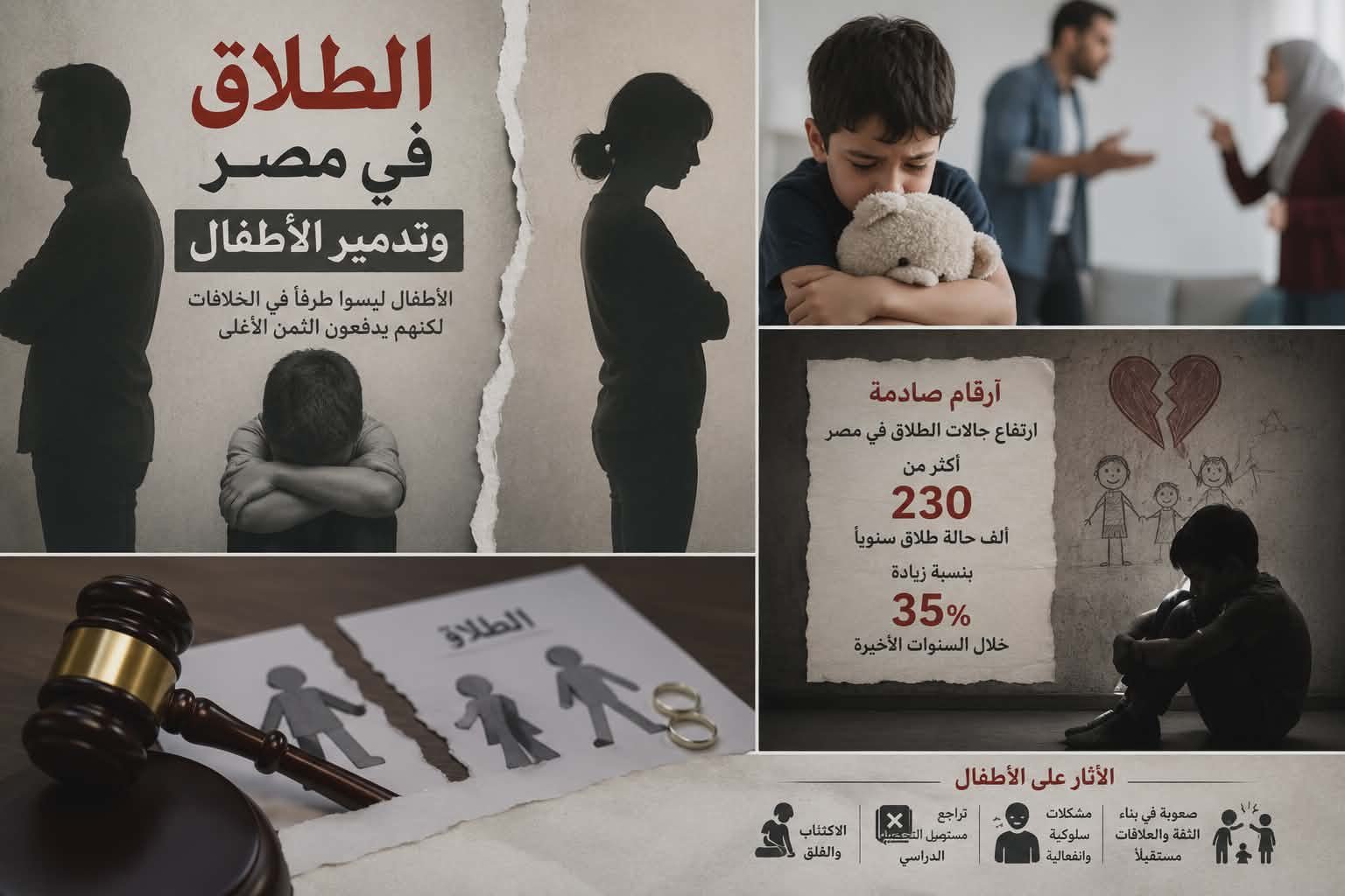 ارتفاع معدلات الطلاق في مصر يهدد استقرار الأسرة.. الأطفال الضحية الأولى للخلافات الزوجية