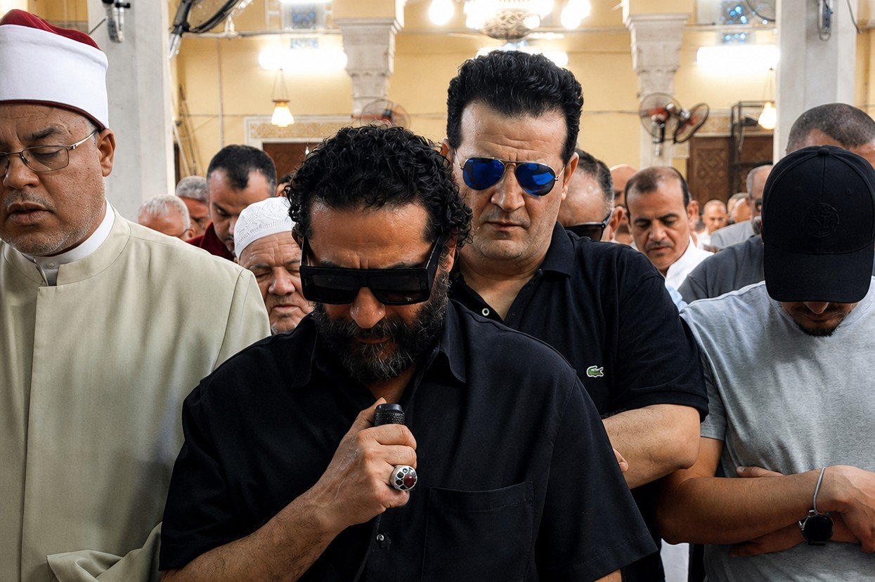 تشييع جنازة والدة أحمد حلمي من مسجد ناصر بمدينة بنها وسط حضور فني وشعبي كبير