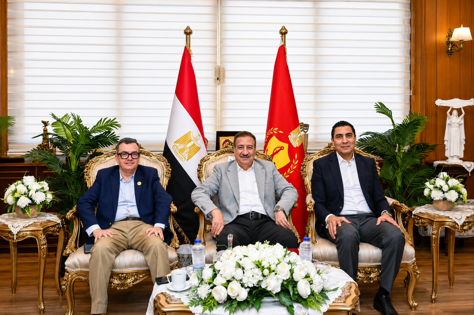 وزير الشباب والرياضة يلتقي وزير التخطيط ومحافظ بورسعيد في مستهل جولته التفقدية بالمحافظة