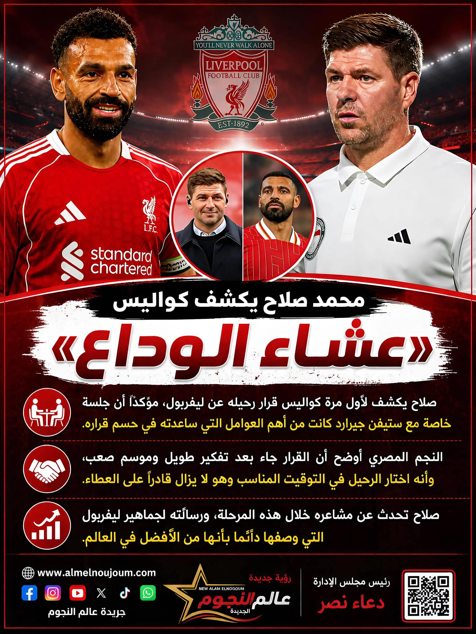 محمد صلاح يكشف كواليس الرحيل عن ليفربول.. عشاء مع ستيفن جيرارد يحسم القرار