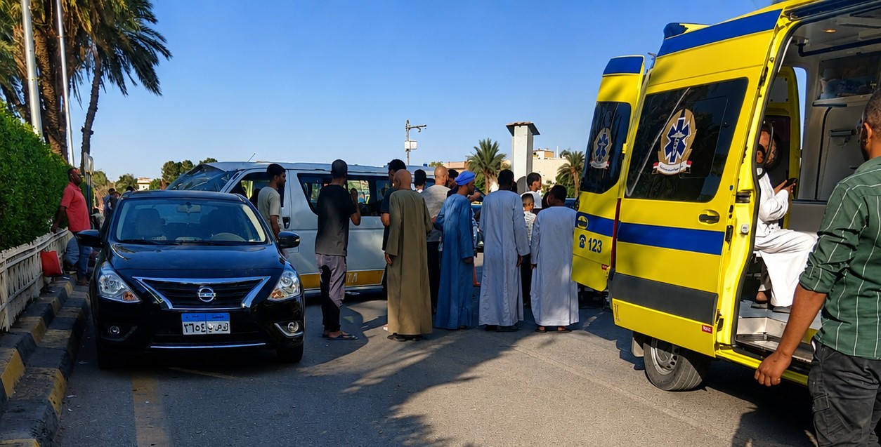 إصابة 10 أشخاص بينهم حالات حرجة إثر انقلاب ميكروباص بطريق الكرنك في الأقصر