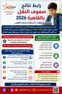 رابط نتائج صفوف النقل بالقاهرة 2026.. خطوات الاستعلام بالرقم القومي بسهولة 4 رابط نتائج صفوف النقل بالقاهرة 2026.. خطوات الاستعلام بالرقم القومي بسهولة
