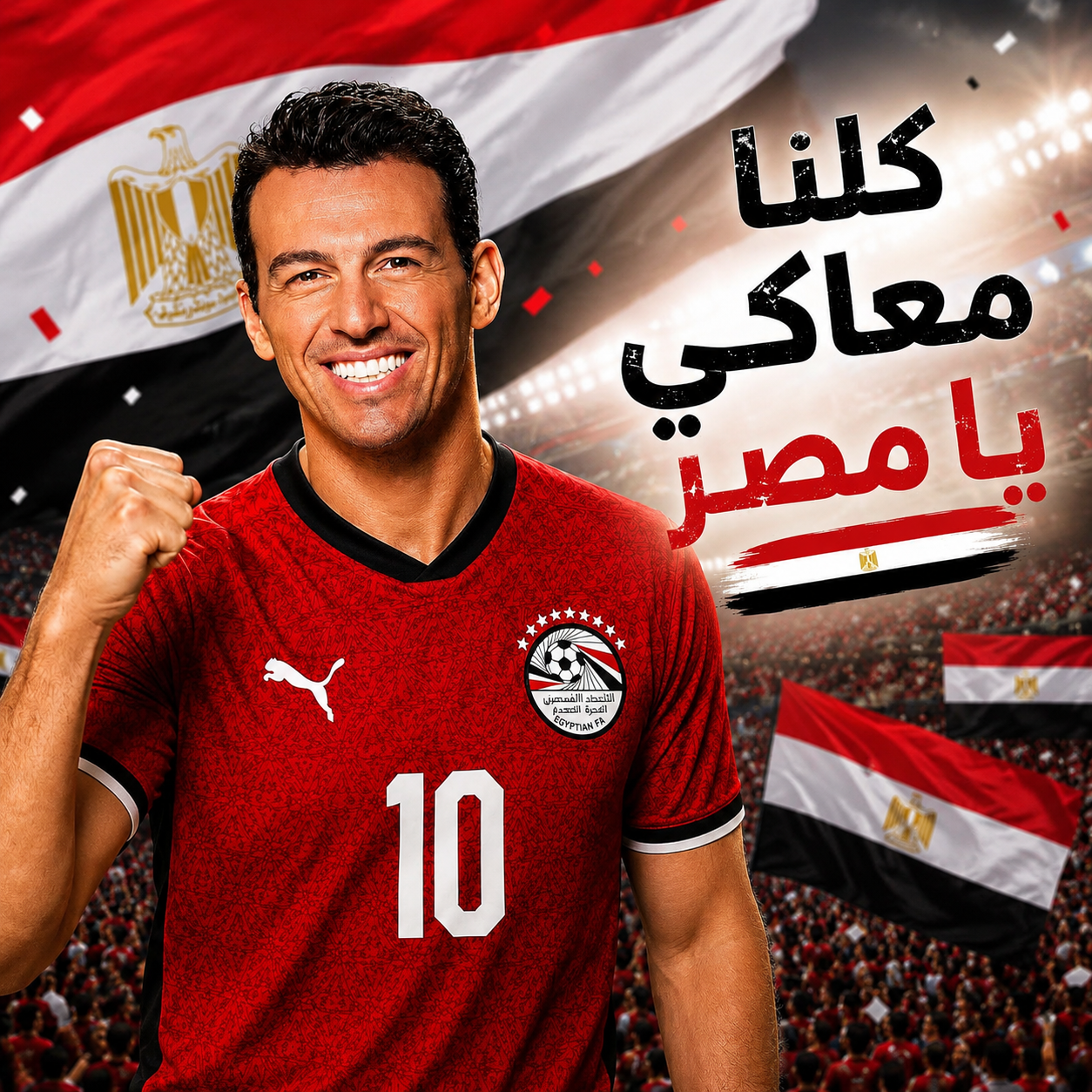 رامي رضوان يحتفل بتأهل منتخب مصر للمونديال بصورة بالذكاء الاصطناعي ويعلق ساخرًا: هو صحيح المنتخب طول رقبتنا