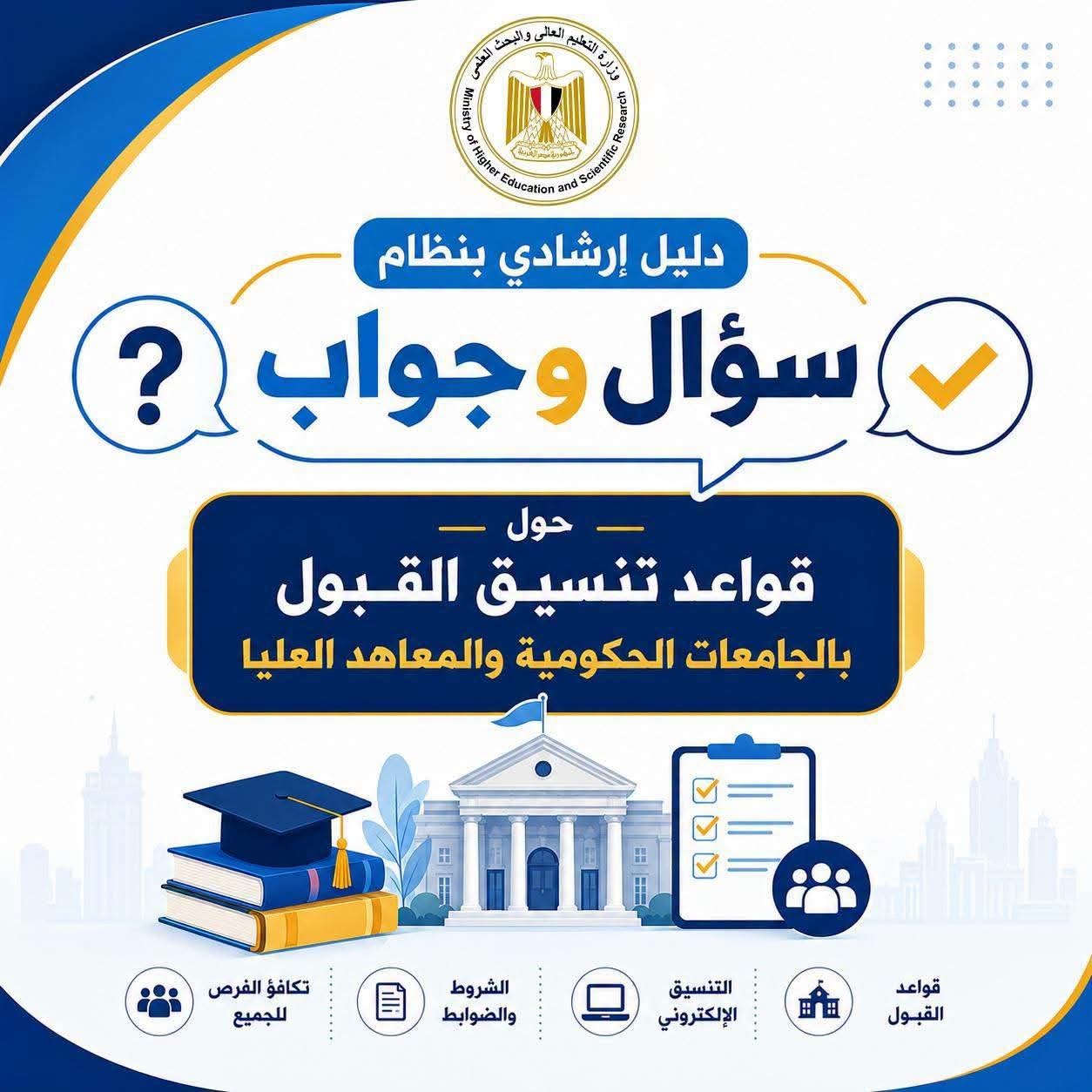 التنسيق الإلكتروني 2026.. التعليم العالي تطلق أدلة إرشادية شاملة لطلاب الثانوية العامة لتسجيل الرغبات بالجامعات الحكومية والمعاهد