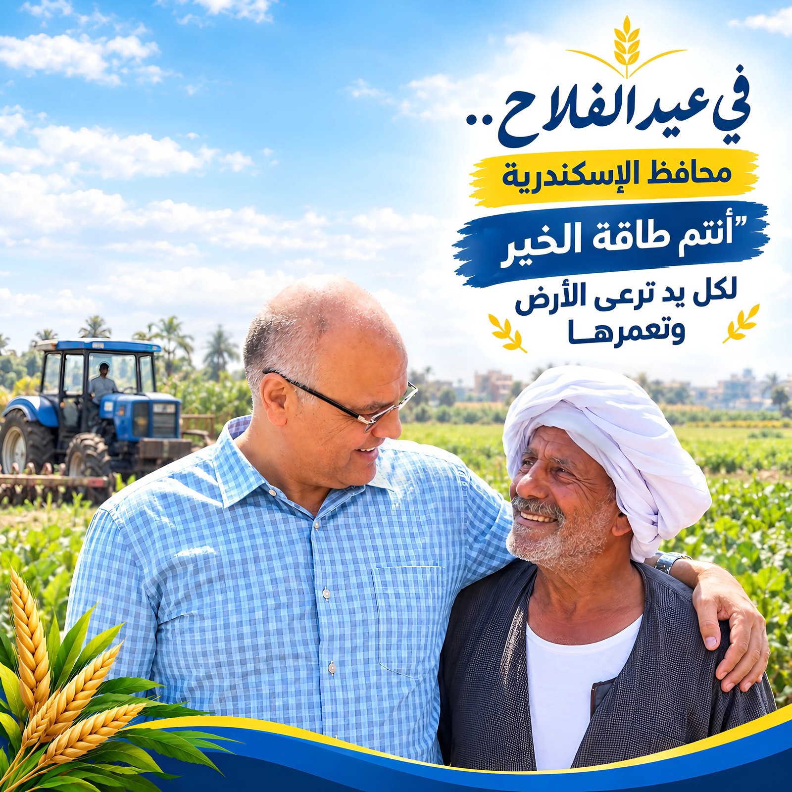 محافظ الإسكندرية يهنئ فلاحى مصر بعيد الفلاح ويؤكد: الزراعة ركيزة أساسية للأمن الغذائي ودعم الاقتصاد الوطني