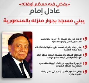 عادل إمام يبني مسجدًا بجوار منزله في المنصورية ويحرص على الصلاة فيه