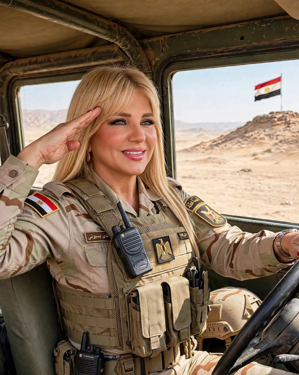 ندى بسيوني توجه رسالة صباحية لمصر بصورة بالزي العسكري وتثير تفاعل الجمهور