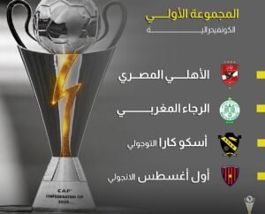 مجموعة الأهلي في كأس الكونفدرالية الإفريقية.. الرجاء المغربي يصطدم بالأحمر في مجموعة قوية