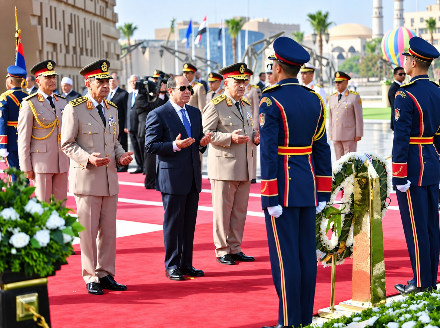 الرئيس السيسي يضع أكاليل الزهور بمناسبة الذكرى الثالثة والخمسين لانتصارات أكتوبر